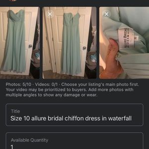 Size 10 waterfall bridesmaid dress